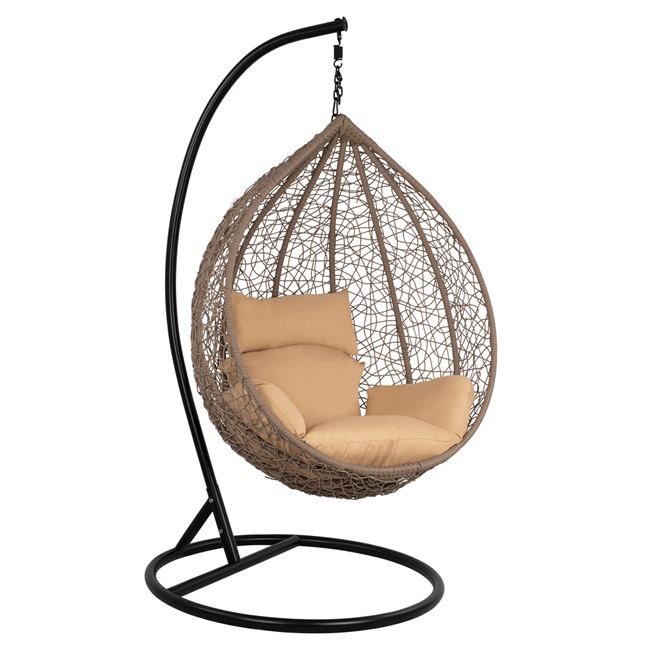 Κούνια “ΦΩΛΙΑ” από μέταλλο/wicker σε χρώμα μαύρο/μπεζ Φ105×195