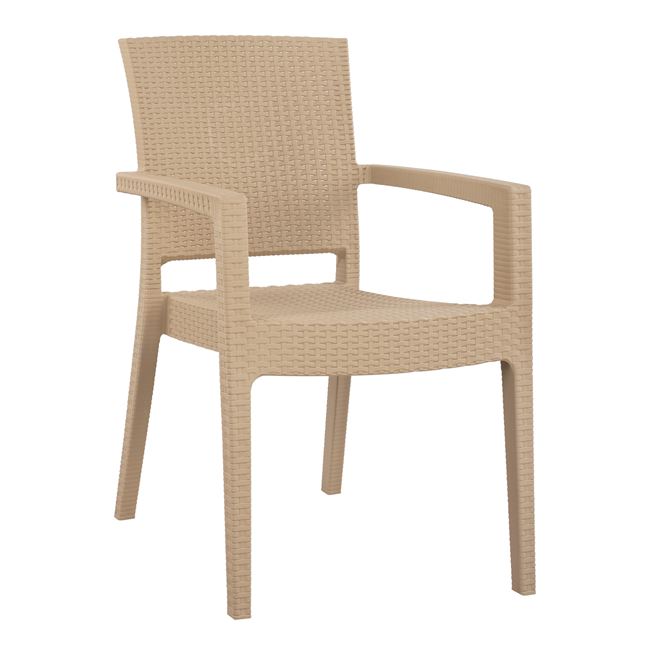 Πολυθρόνα πολυπροπυλενίου rattan σε χρώμα μπεζ 58x62x88