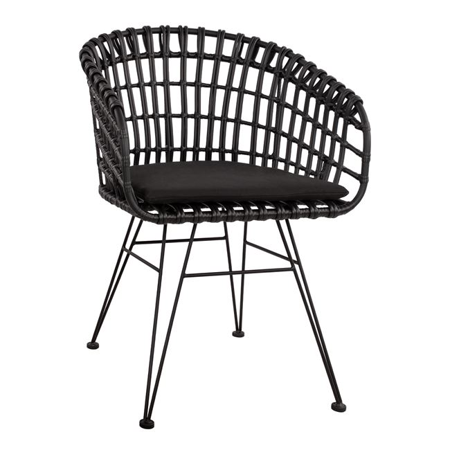 Πολυθρόνα “ALLEGRA” μεταλλική-wicker σε μαύρο χρώμα 59×56,5×83