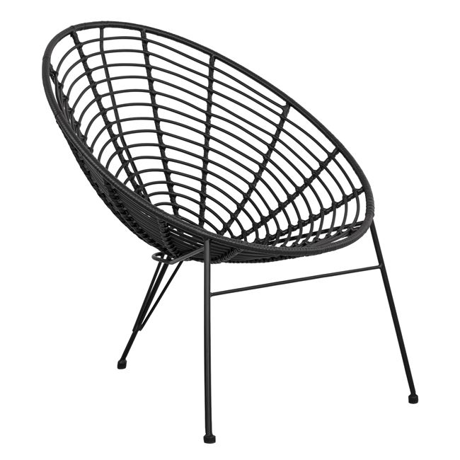 Πολυθρόνα “ALLEGRA” μεταλλική-wicker σε μαύρο χρώμα 73x83x86