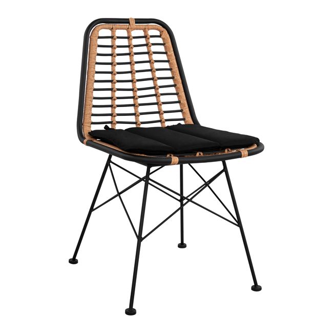 Καρέκλα “ALLEGRA” μεταλλική-wicker σε μαύρο-μπεζ χρώμα 46x59x83