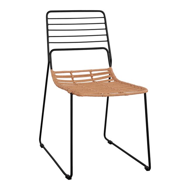 Καρέκλα “ALLEGRA” από wicker/μέταλλο σε χρώμα μπεζ/μαύρο 51x54x83