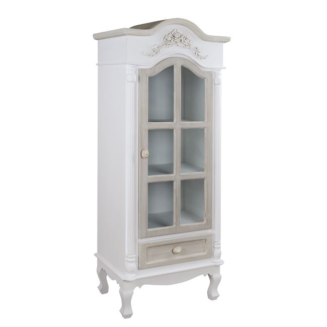 Βιτρίνα “MELODY” σε λευκή γκρι πατίνα 55x35x146