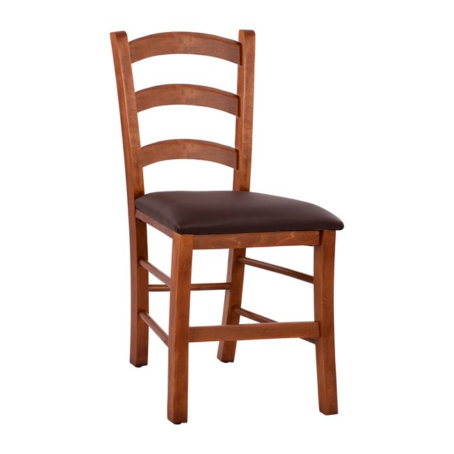 Καρέκλα καφενείου “ΠΑΡΟΣ” από ξύλο/ψάθα σε χρώμα καρυδί/καφέ 43x40x88
