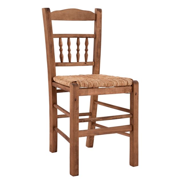 Καρέκλα καφενείου από ξύλο/ψάθα σε χρώμα καρυδί 40,5x42x88