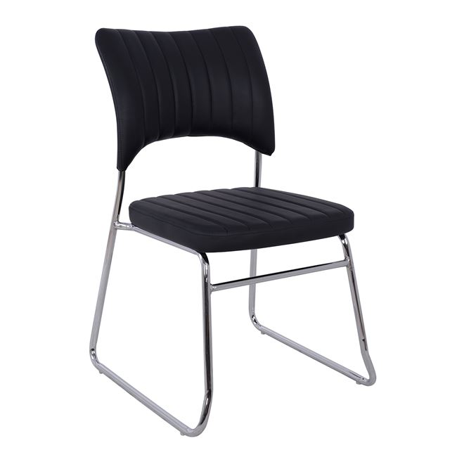 Καρέκλα επισκέπτη από μέταλλο/PU σε χρώμα μαύρο 52x60x85
