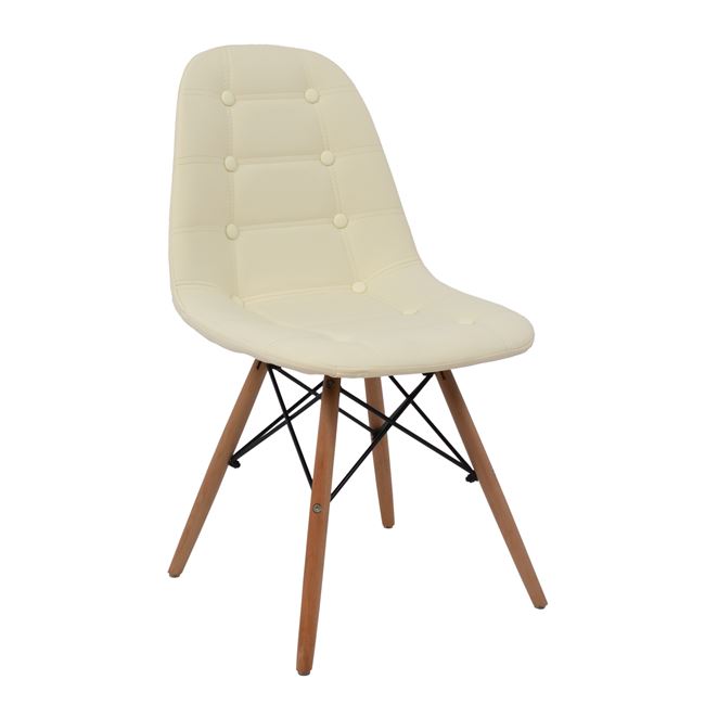 Καρέκλα “COSY” από PU/ξύλο σε χρώμα εκρού 45,5x54x81,5