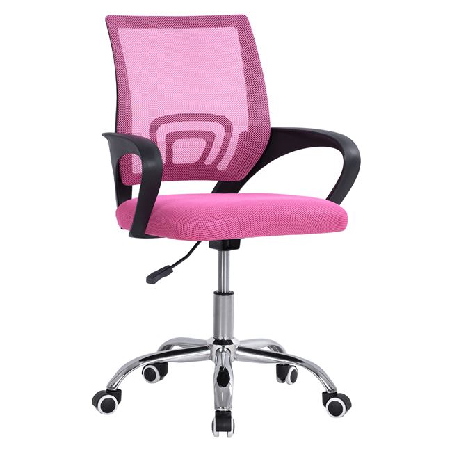 Πολυθρόνα γραφείου "BRISTONE" από ύφασμα mesh/μέταλλο σε χρώμα ροζ/μαύρο 60x51x95