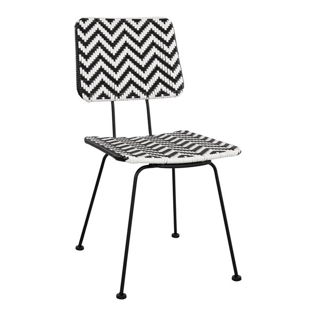 Καρέκλα “ALLEGRA” από μέταλλο/wicker σε χρώμα μαύρο/λευκό 46x56x88