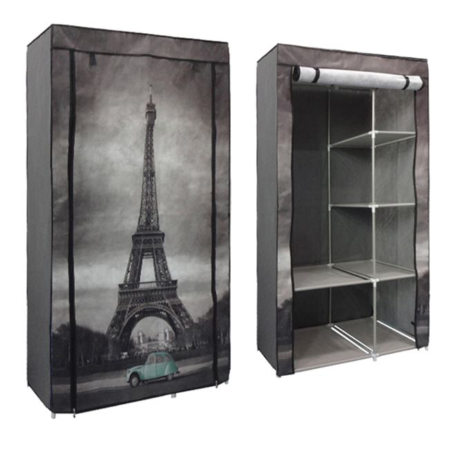 Ντουλάπα “EIFFEL” από ύφασμα σε χρώμα γκρι 105x45x158