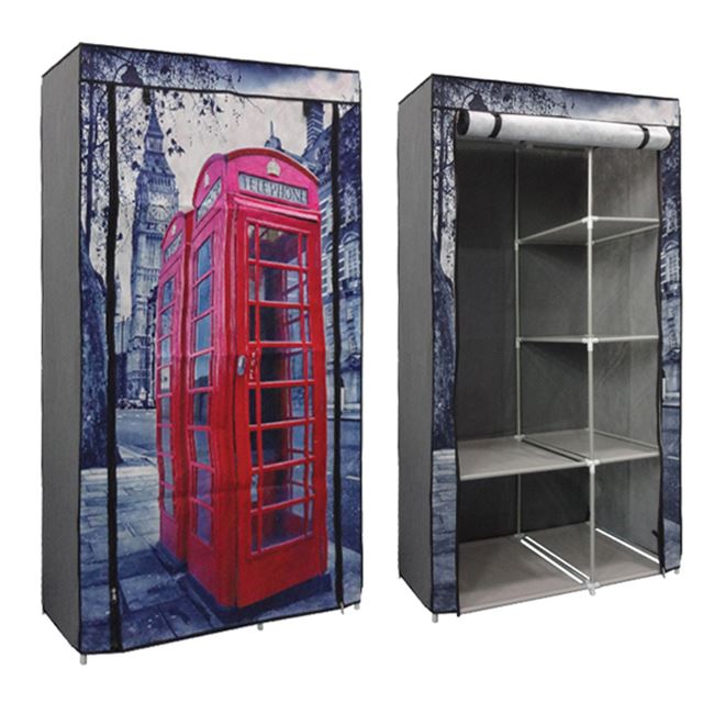 Ντουλάπα “LONDON” από ύφασμα σε χρώμα γκρι 105x45x158