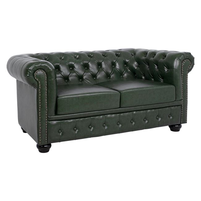 Καναπές διθέσιος “CHESTERFIELD” από Pu σε χρώμα κυπαρισσί 150x90x72