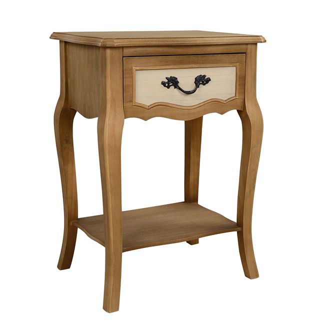 Κομοδίνο “AMELI” από mdf σε χρώμα καφέ/εκρού 49x36x69