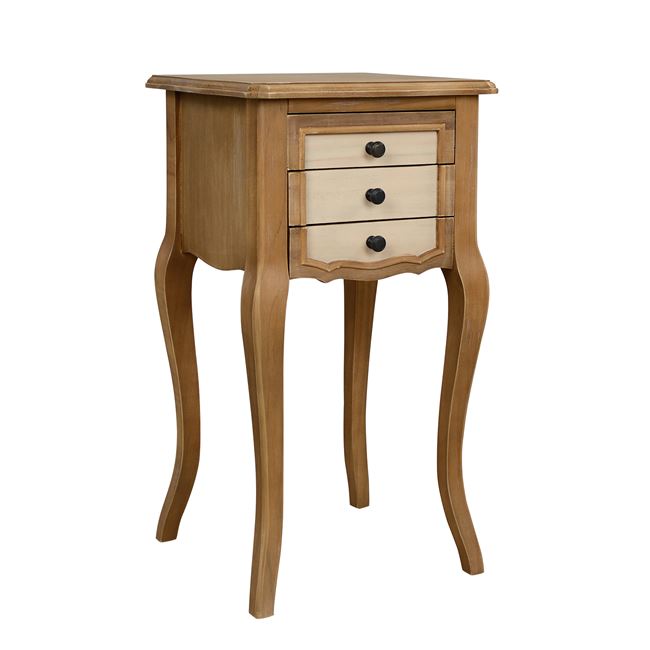Κομοδίνο “AMELI” από mdf σε χρώμα καφέ/εκρού 38x36x70