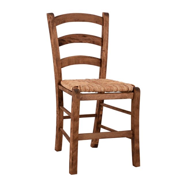 Καρέκλα καφενείου “ΠΑΡΟΣ” από ξύλο/ψάθα σε χρώμα καρυδί 40x43x88