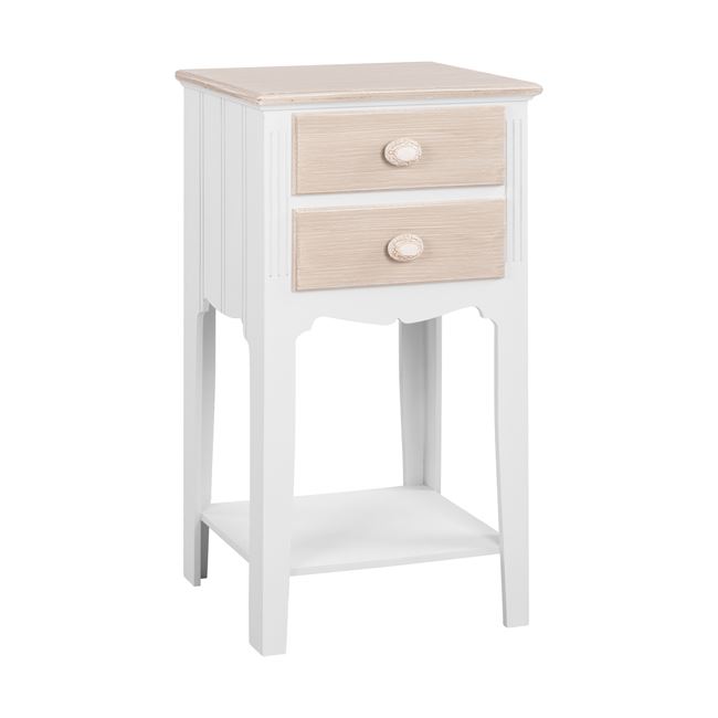 Κομοδίνο “MELODY” από mdf σε χρώμα λευκό/γκρι πατίνα 38x28x69