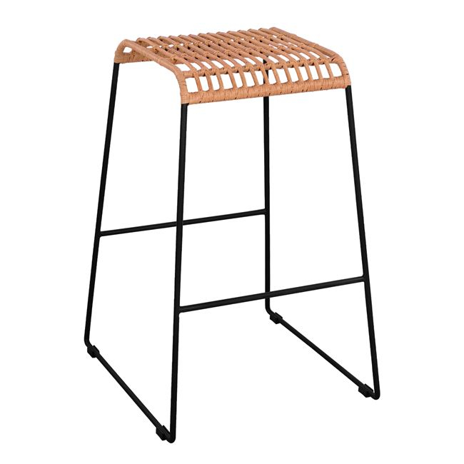 Σκαμπό “ALLEGRA” από wicker/μέταλλο σε χρώμα μπεζ/μαύρο 49x50x76