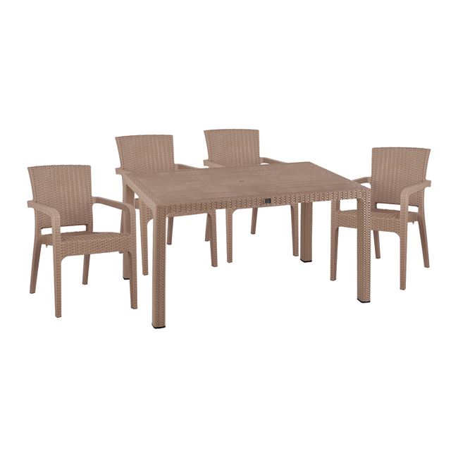 Σετ κήπου 5τμχ από πολυπροπυλένιο rattan σε χρώμα cappuccino 150x90x73,5