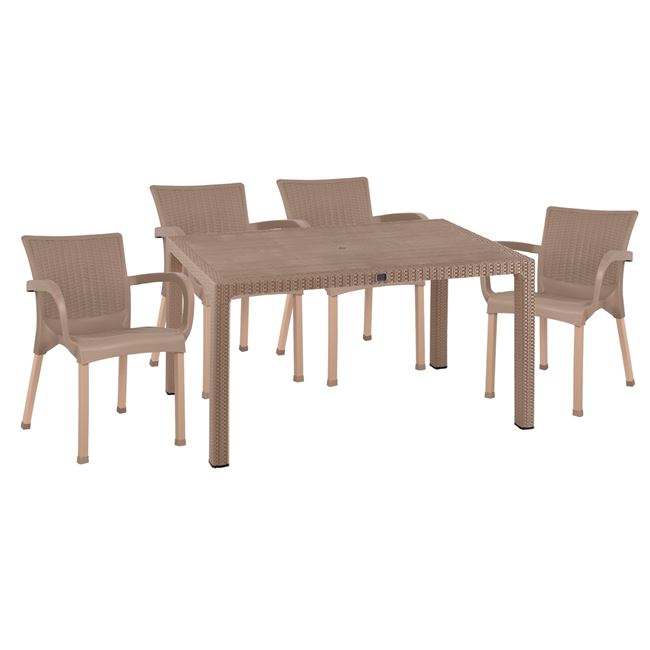 Σετ κήπου 5τμχ από πολυπροπυλένιο rattan σε χρώμα cappuccino 150x90x73,5
