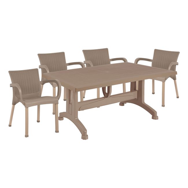 Σετ κήπου 5τμχ από πολυπροπυλένιο rattan σε χρώμα cappuccino 140x80x73,5