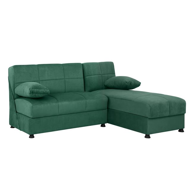 Καναπές γωνία αναστρέψιμος "EGE" με αποθηκευτικό χώρο υφασμάτινος σε χρώμα κυπαρισσί 188x71-145x84