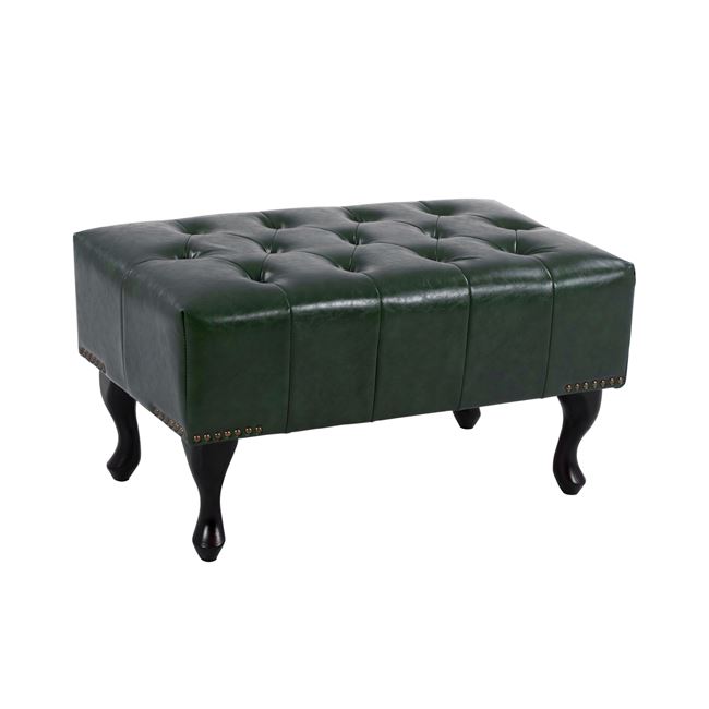 Ταμπουρέ υποπόδιο “CHESTERFIELD EMMA” από τεχνόδερμα σε χρώμα κυπαρισσί 80x45x39
