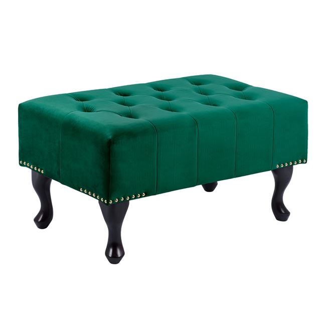 Ταμπουρέ υποπόδιο “CHESTERFIELD EMMA” από ύφασμα βελούδο σε χρώμα κυπαρισσί 80x45x40