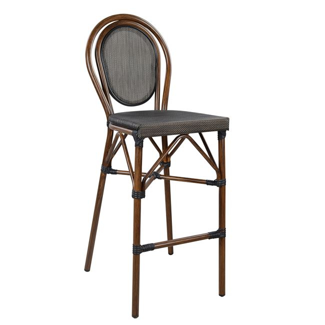 Σκαμπό “BAMBOO LOOK” από αλουμίνιο σε χρώμα καφέ 47x61x115