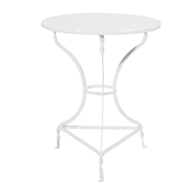 Τραπέζι παραδοσιακό από λαμαρίνα σε λευκό χρώμα Φ60×73