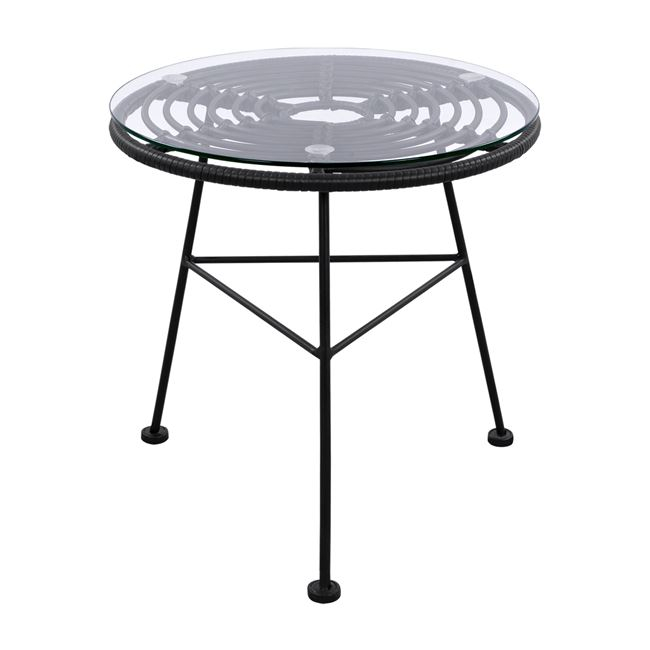 Τραπέζι “ALLEGRA” μεταλλικό-wicker σε μαύρο χρώμα Φ45×46