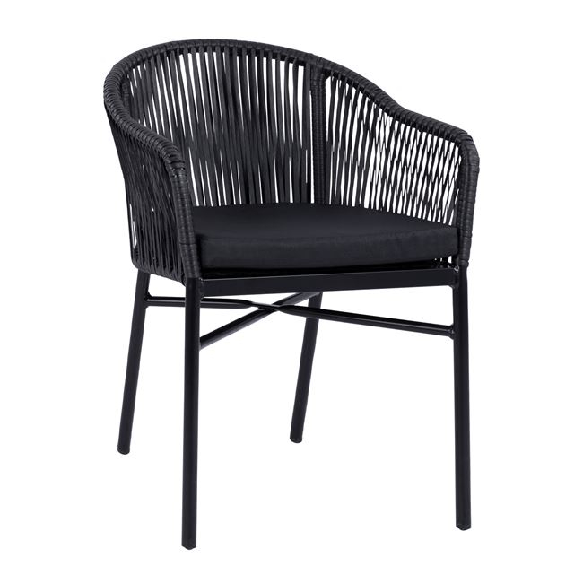 Πολυθρόνα από αλουμίνιο-wicker σε μαύρο χρώμα 57x58x77