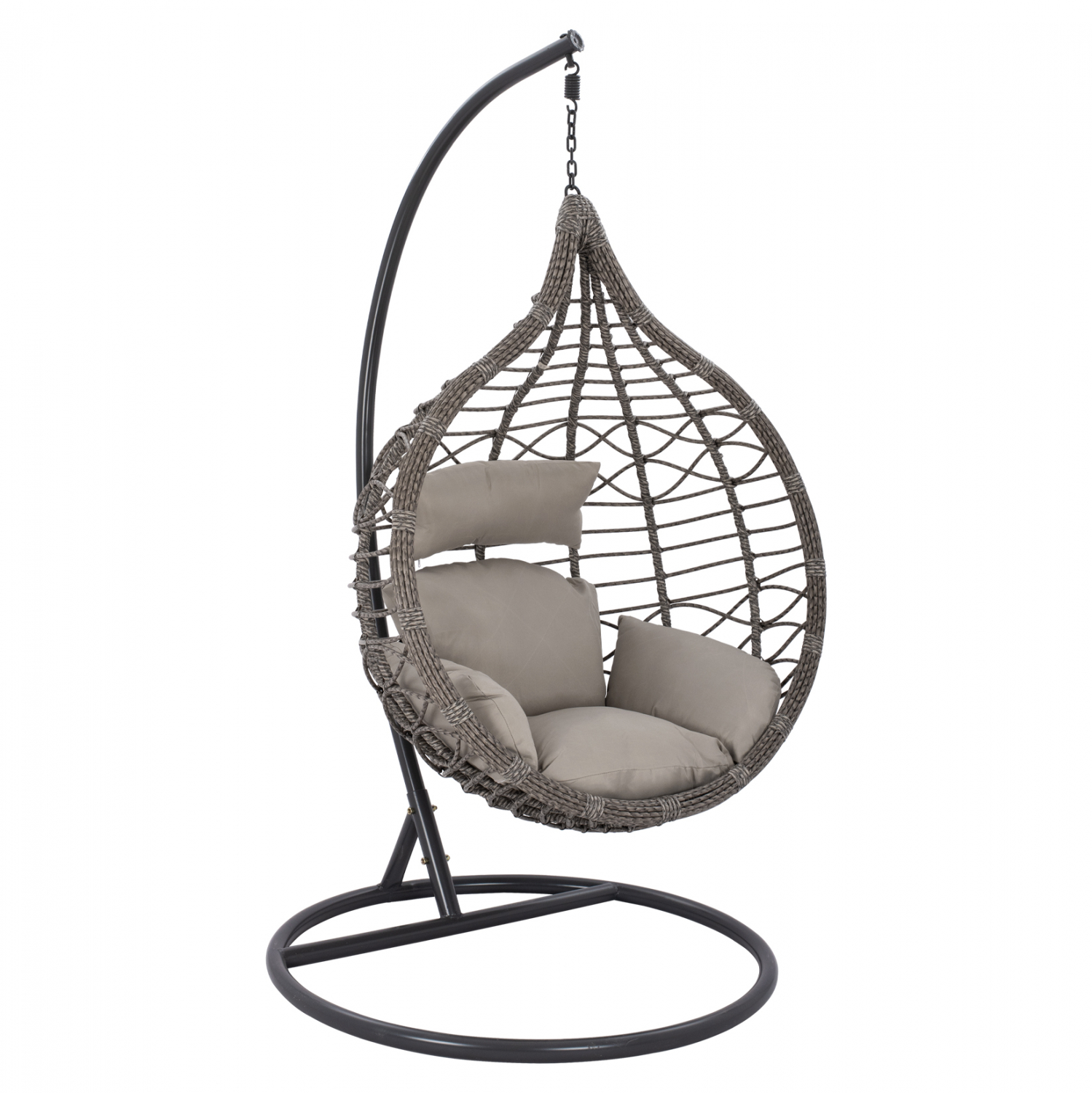Κρεμαστή πολυθρόνα-φωλιά από μέταλλο-wicker σε μαύρο-γκρι χρώμα 105x65x130