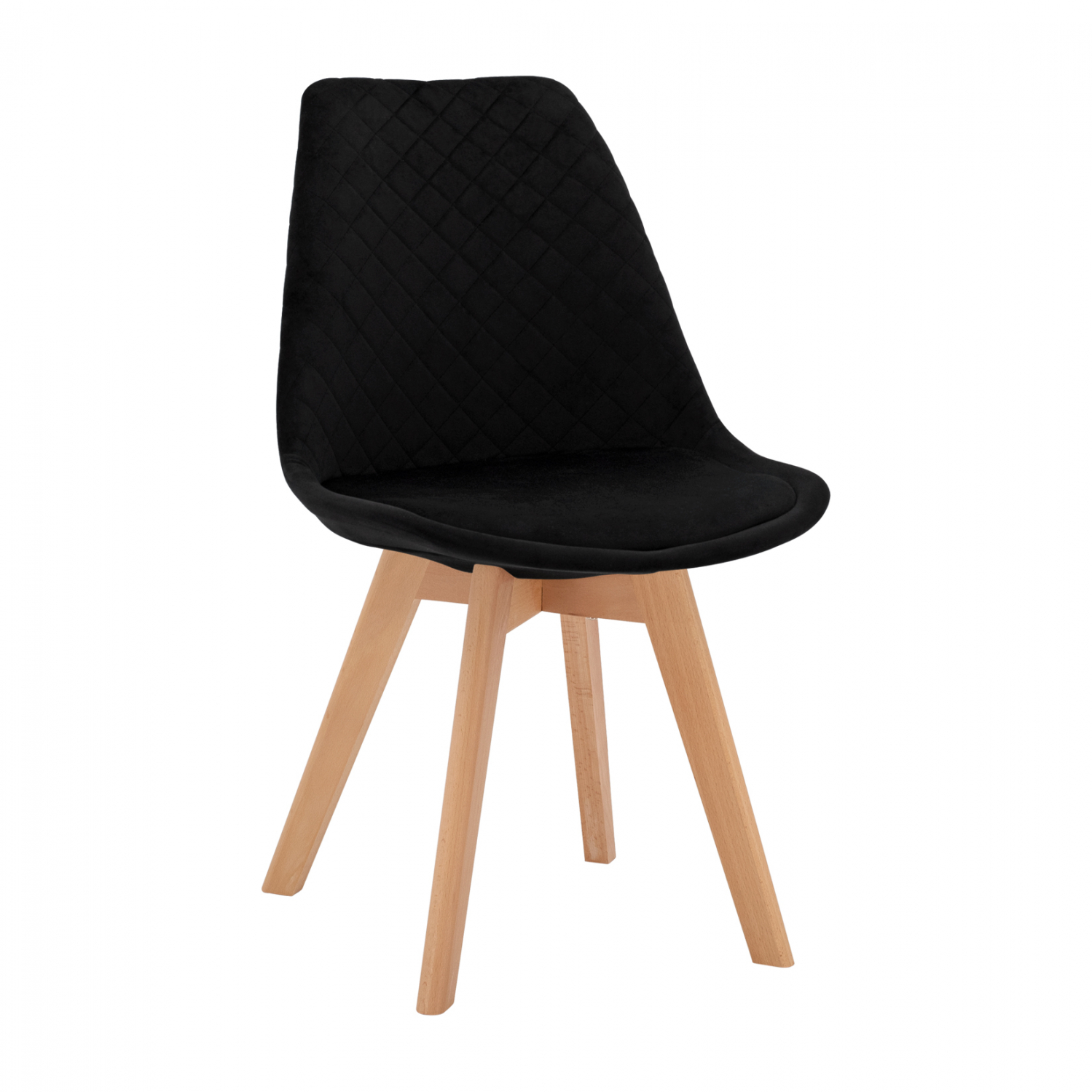 Καρέκλα "VENICE" από βελούδο/ξύλο σε μαύρο/φυσικό χρώμα 49x56x84