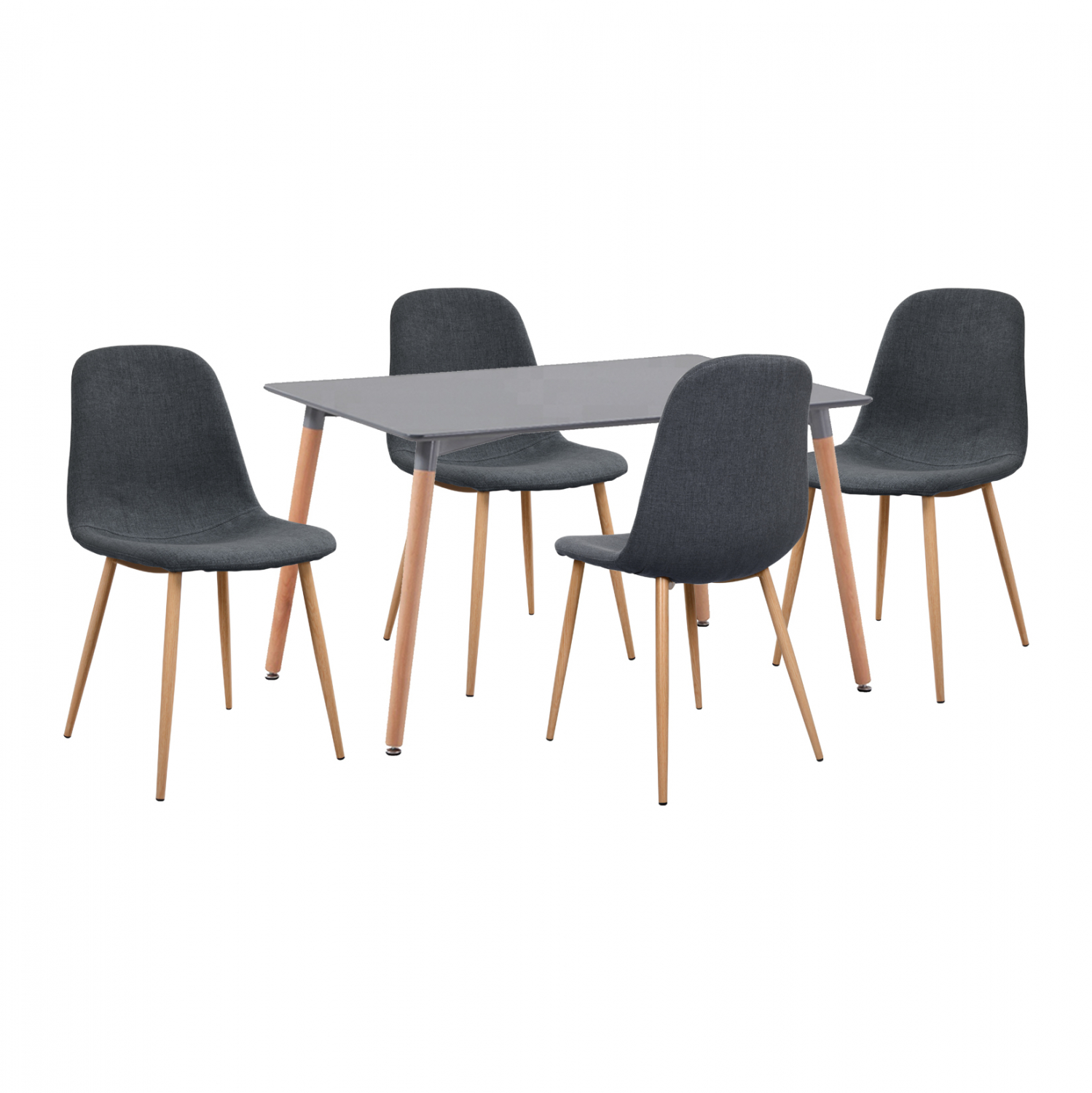 Σετ τραπεζαρίας 5τμχ από MDF/μέταλλο/ύφασμα σε φυσικό/γκρι χρώμα 120x80x73