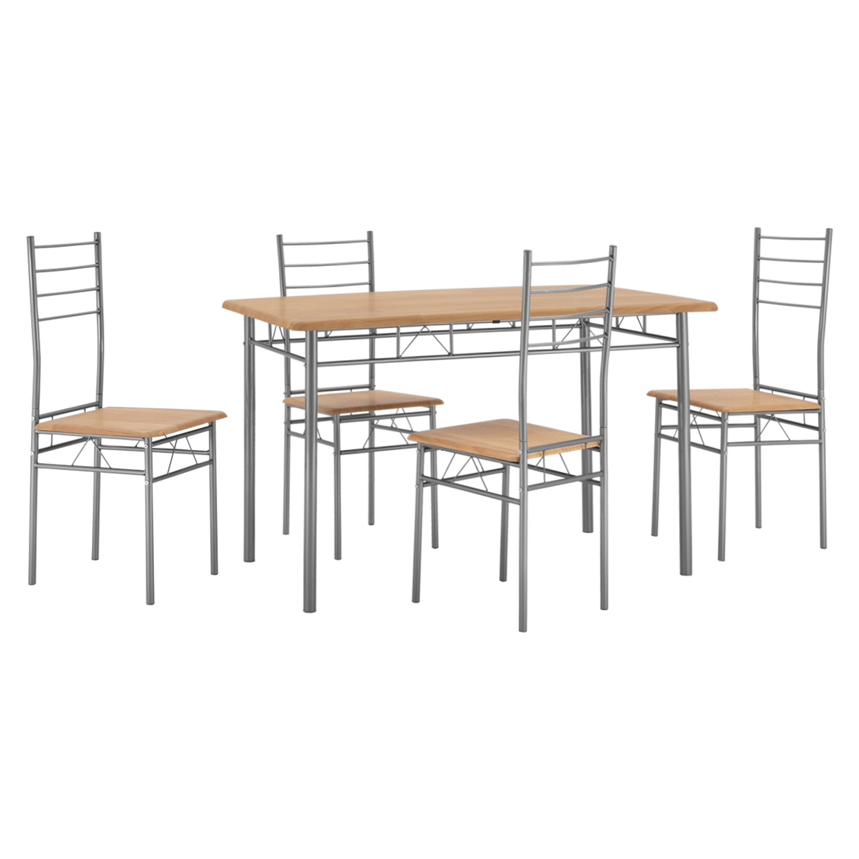 Σετ τραπεζαρίας “REMY” 5τμχ από MDF/μέταλλο σε φυσικό/ασημί χρώμα 120x70x74