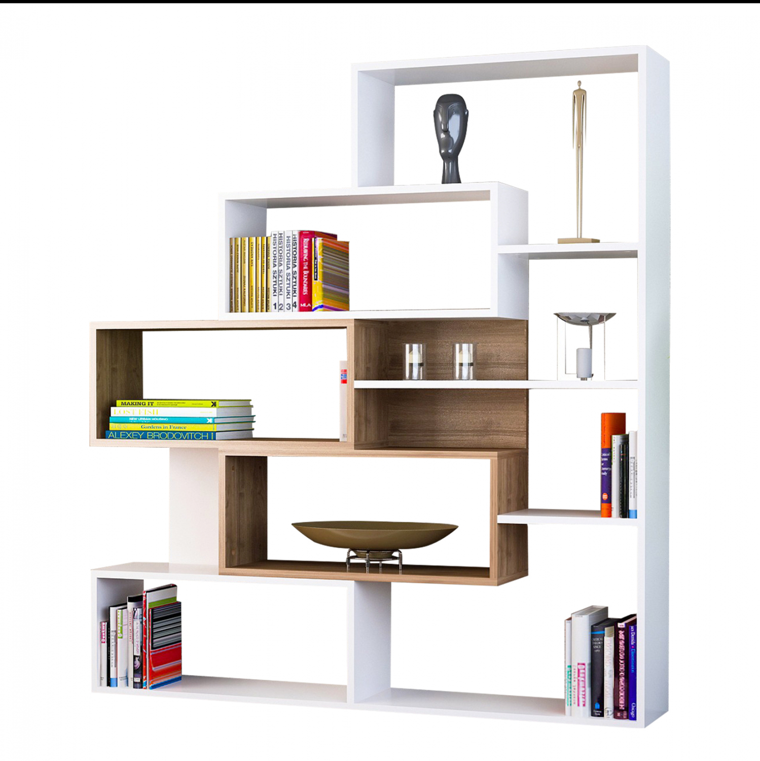 Ραφιέρα “GUNILLA” σε χρώμα λευκό/καρυδί 139,1x25x151,2