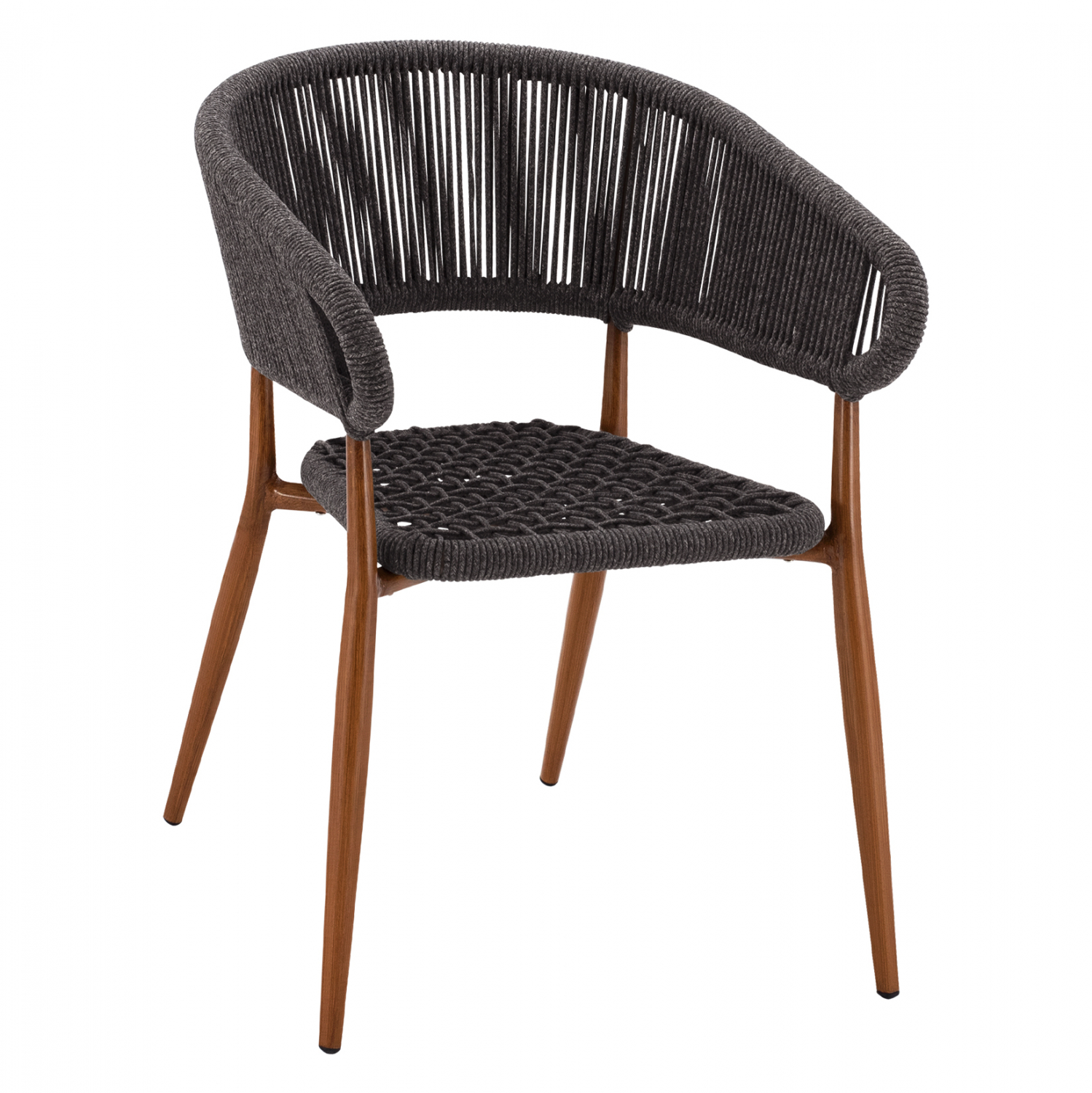 Πολυθρόνα από αλουμίνιο/wicker σε καφέ/γκρι χρώμα 56x60x78