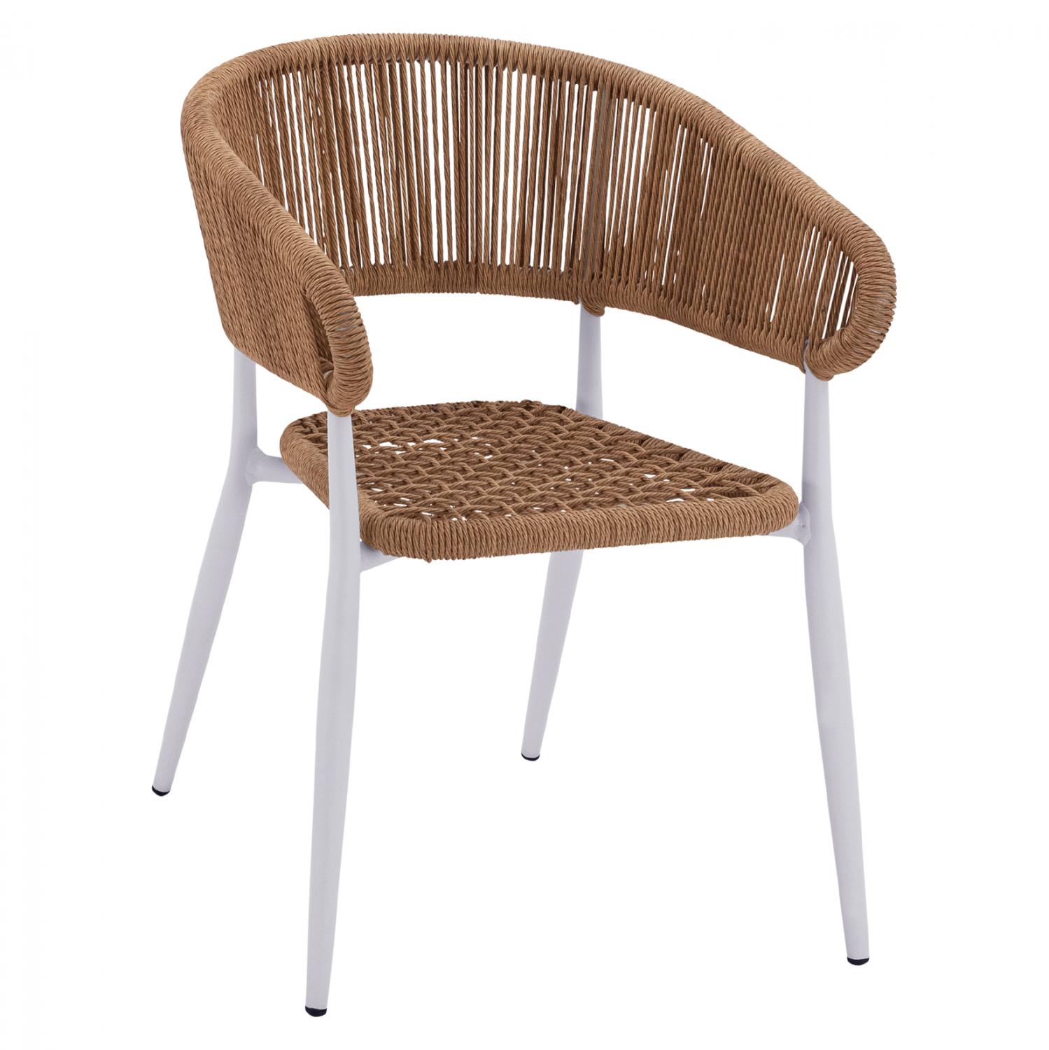 Πολυθρόνα από αλουμίνιο/wicker σε λευκό/μπεζ χρώμα 56x60x78