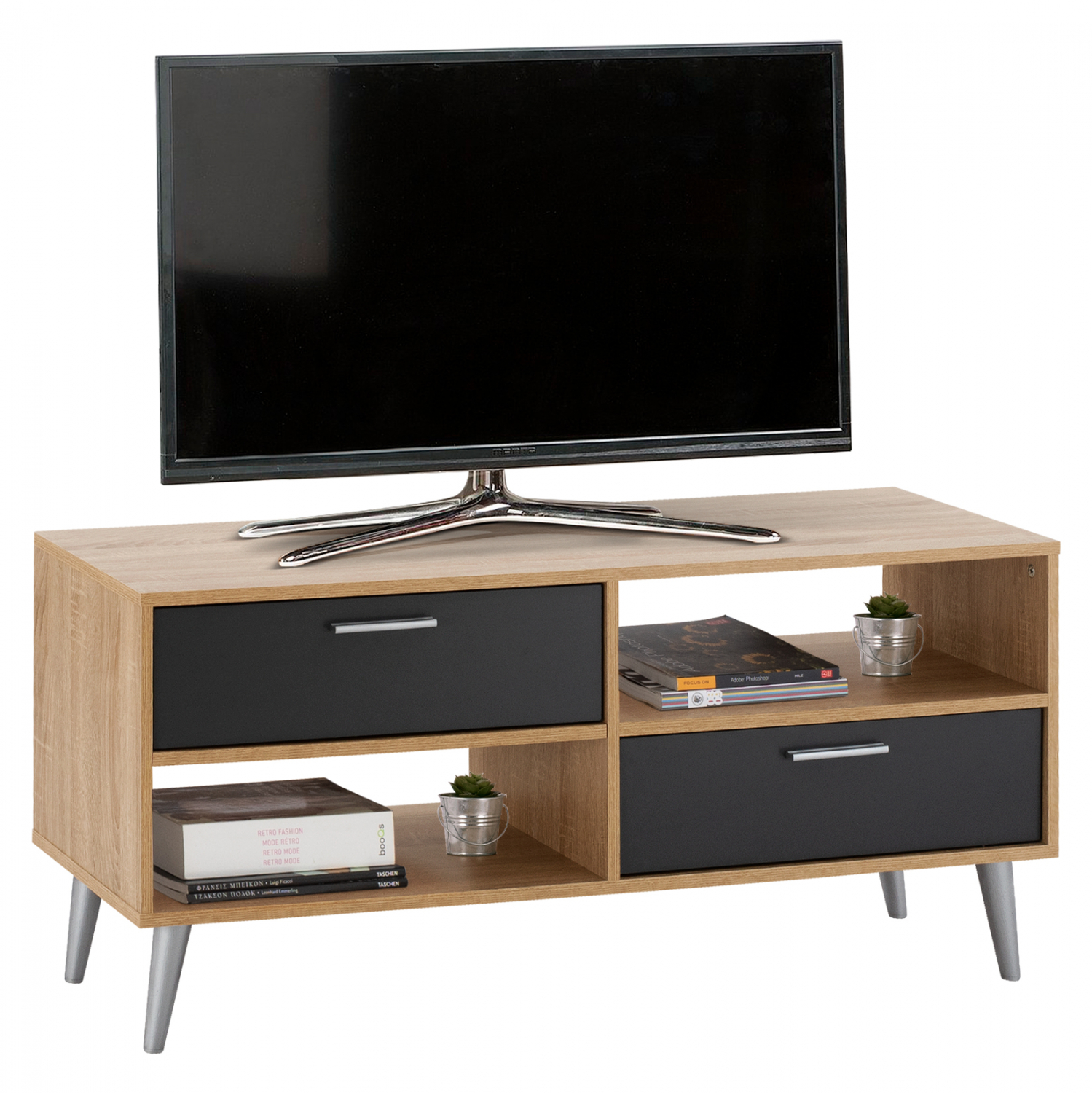 Έπιπλο τηλεόρασης “BRIANA” σε sonoma/γκρι χρώμα 120.5×35.5×51
