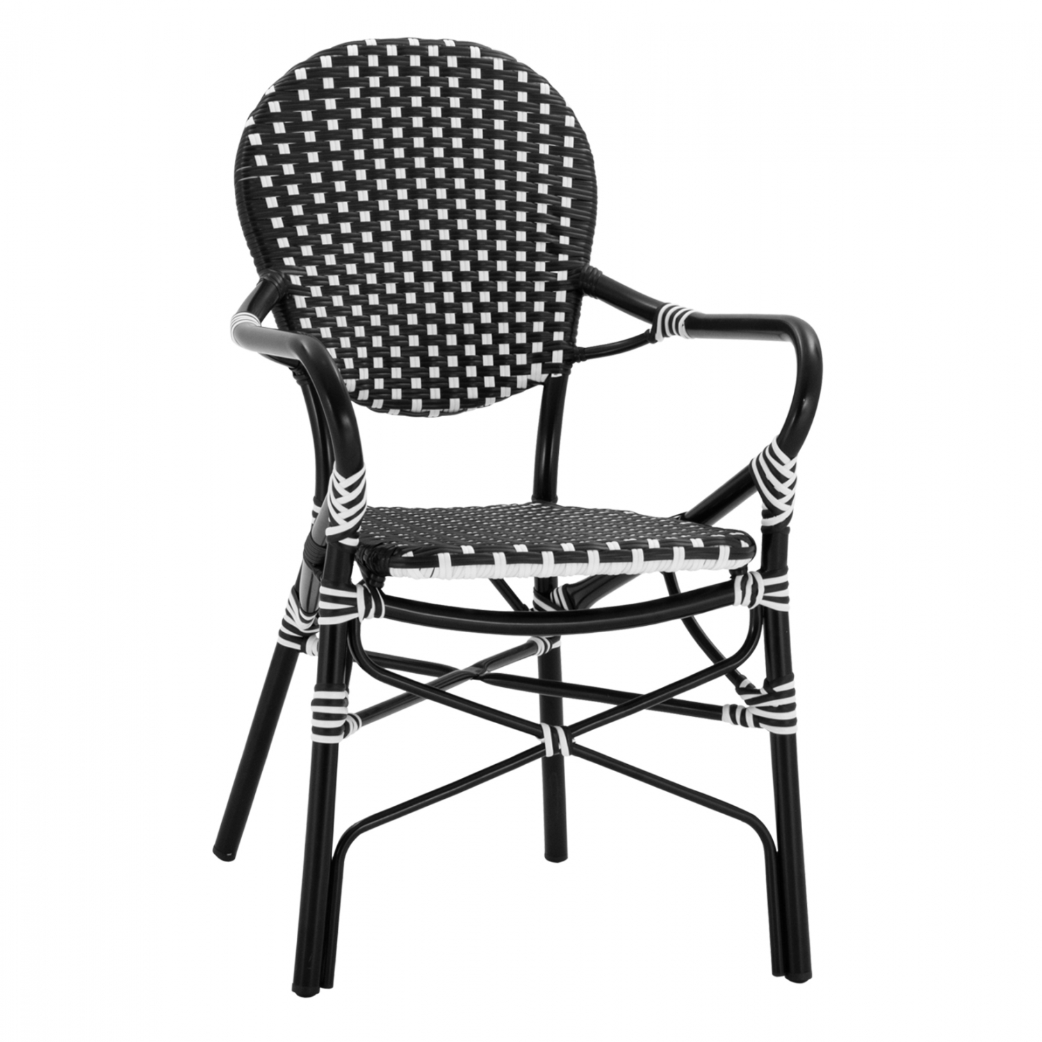 Πολυθρόνα από αλουμίνιο/μπαμπού σε μαύρο/λευκό χρώμα 56x63x96