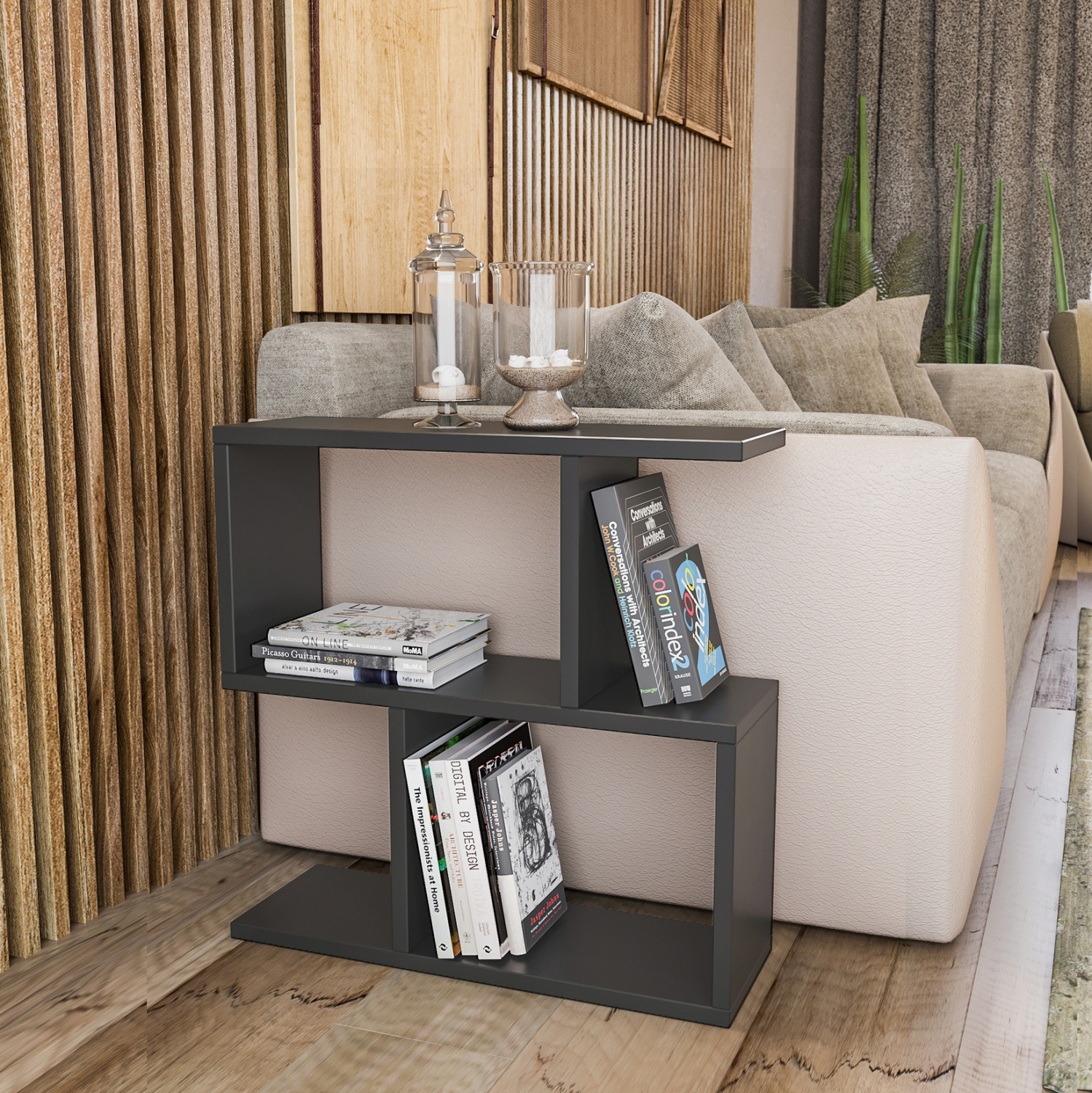 Τραπέζι “CHARMAINE” βοηθητικό σε ανθρακί χρώμα 60x20x60