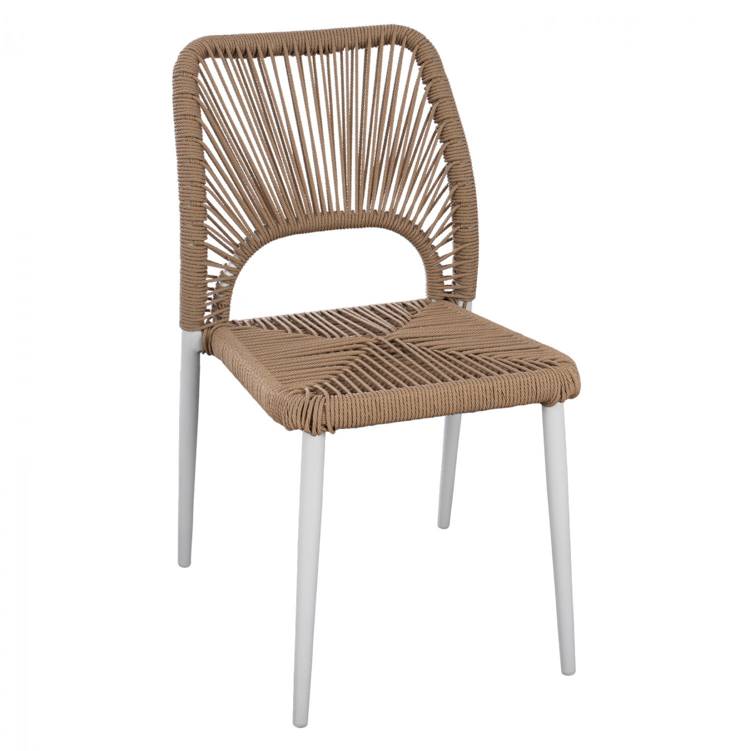 Καρέκλα από αλουμίνιο/σχοινί σε λευκό/μπεζ χρώμα 45x63x82