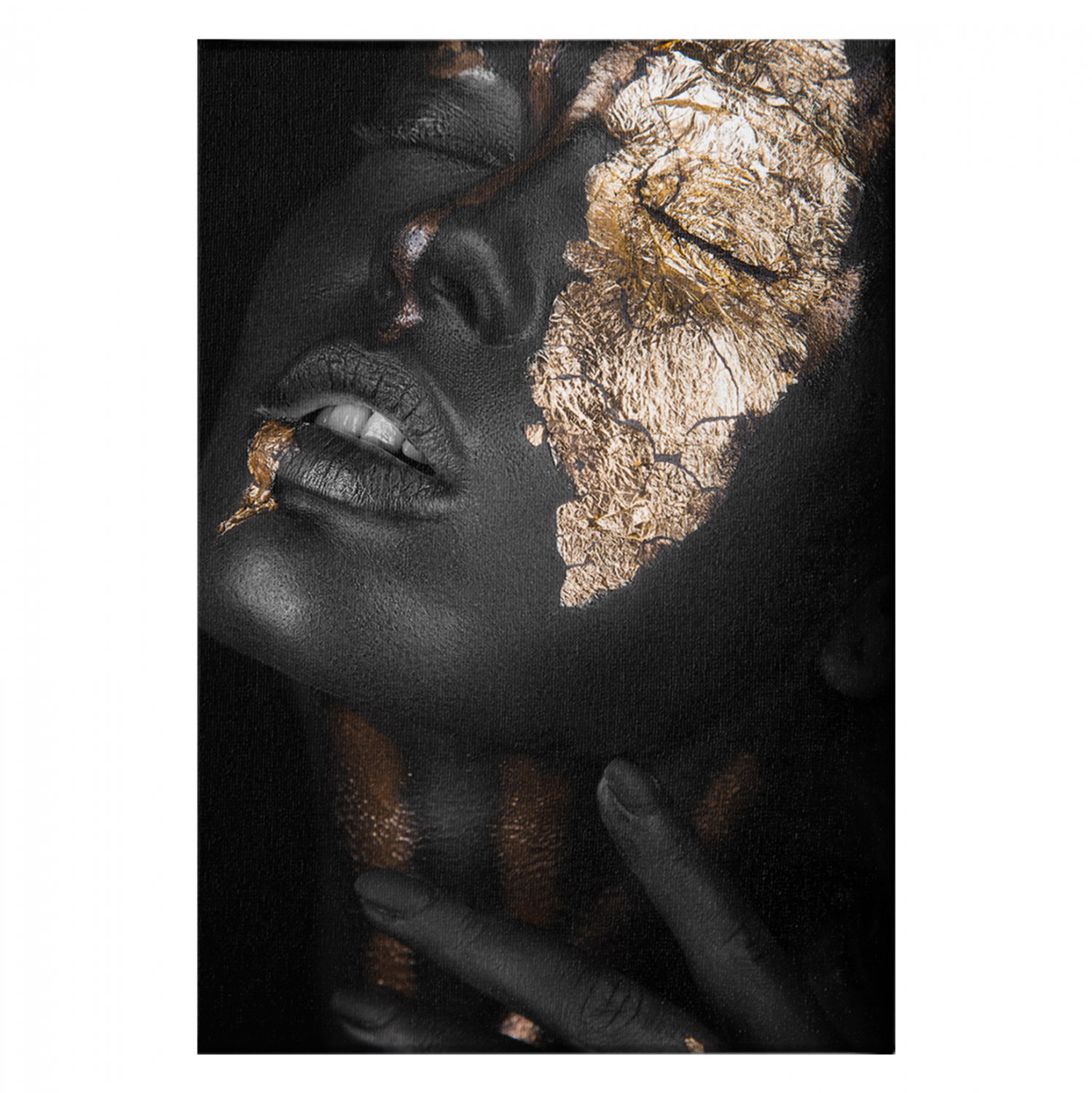 Πίνακας “GIRL WITH GOLD MAKEUP” σε καμβά σε χρώμα μαύρο/χρυσό 50x3x70