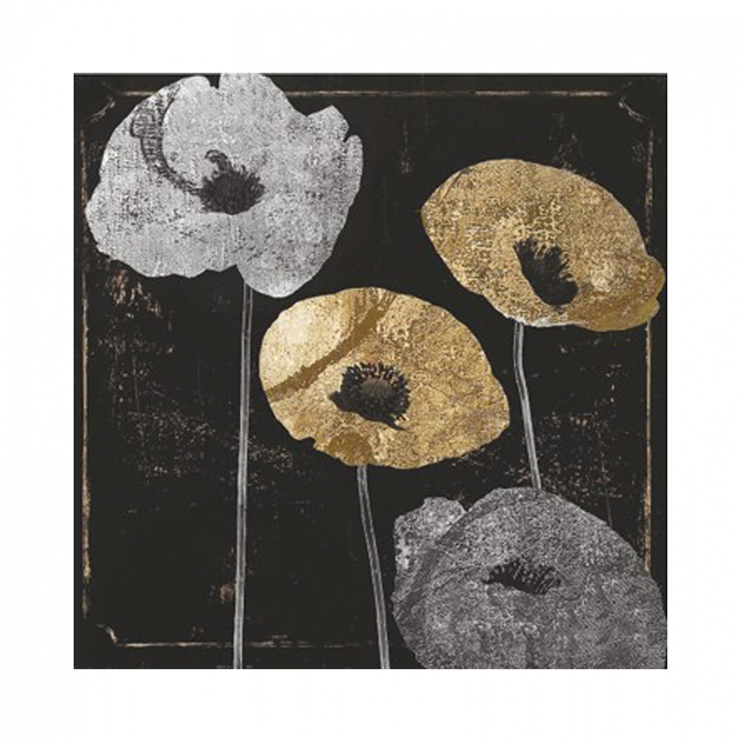 Πίνακας “GOLDEN FLOWERS” σε καμβά πολύχρωμος 45x3x45