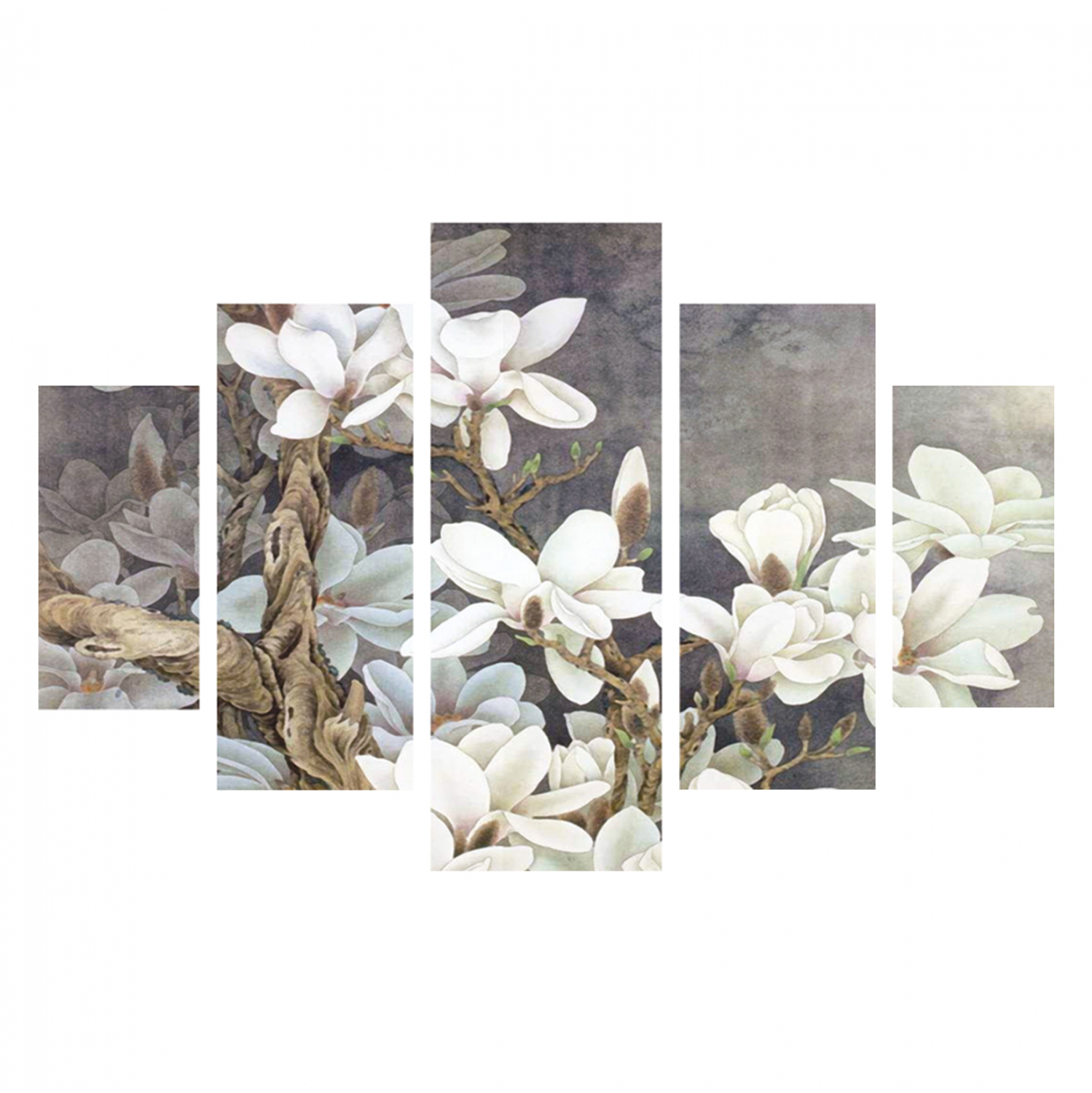 Πίνακας πεντάπτυχος “MAGNOLIA KOBUS” από mdf πολύχρωμος 82×56