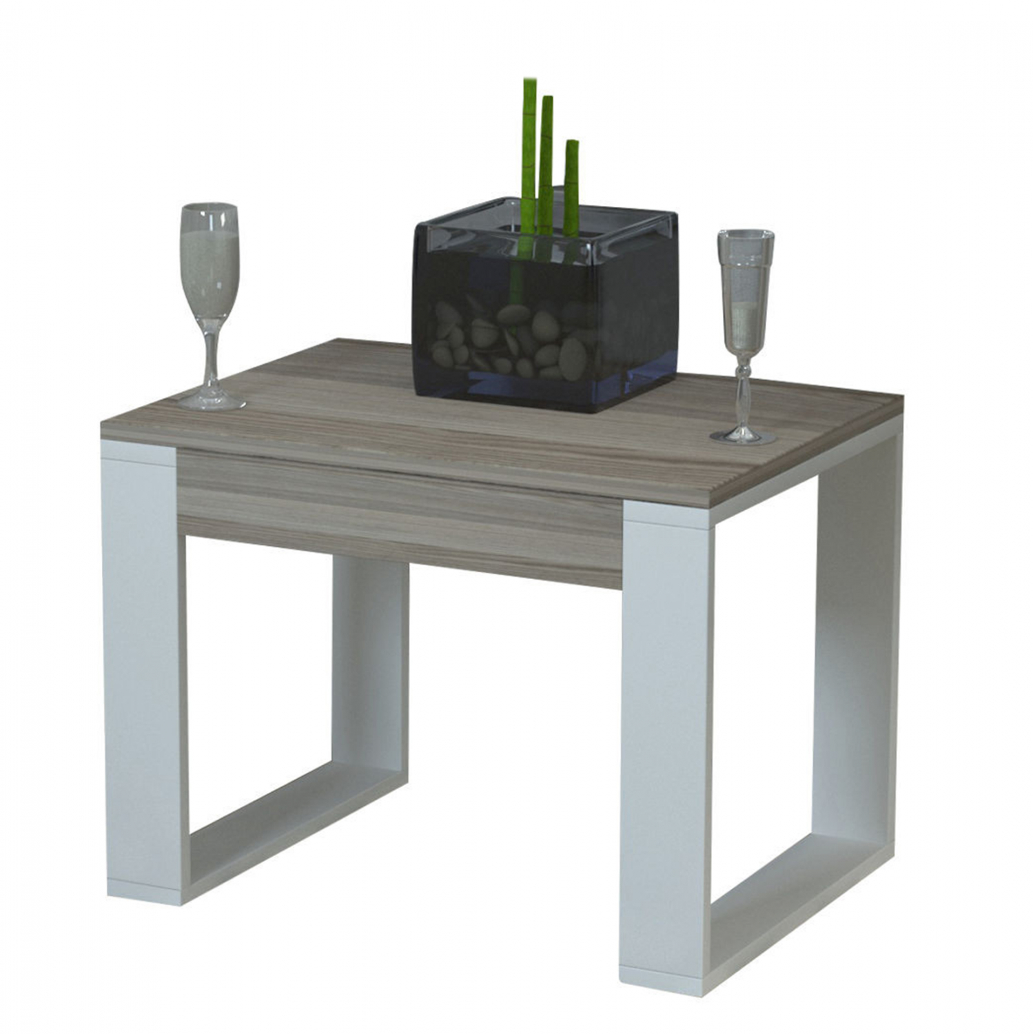 Τραπέζι σαλονιού “ISADOR” σε λευκό/σταχτί χρώμα 60x45x45