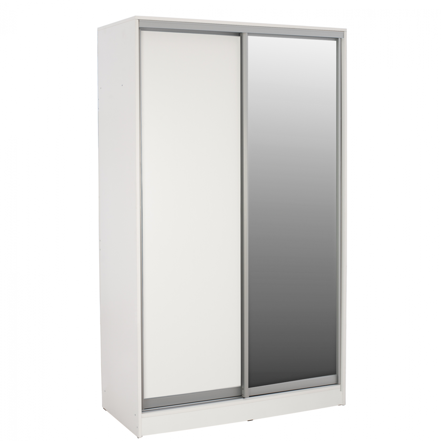 Ντουλάπα δίφυλλη συρόμενη με καθρέφτη σε άσπρο χρώμα 120x60x220