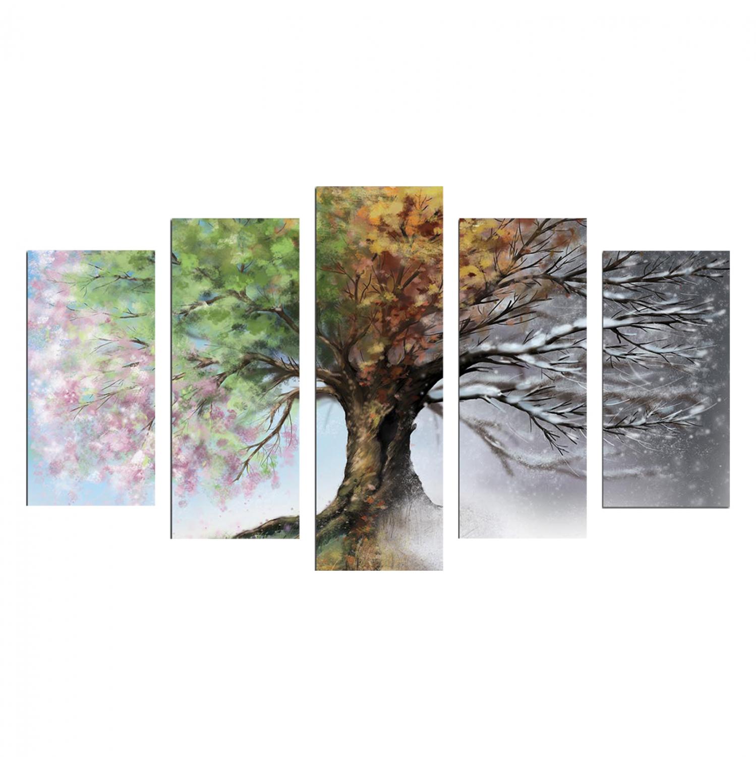 Πίνακας πεντάπτυχος “FOUR SEASONS” από mdf πολύχρωμος 100×60