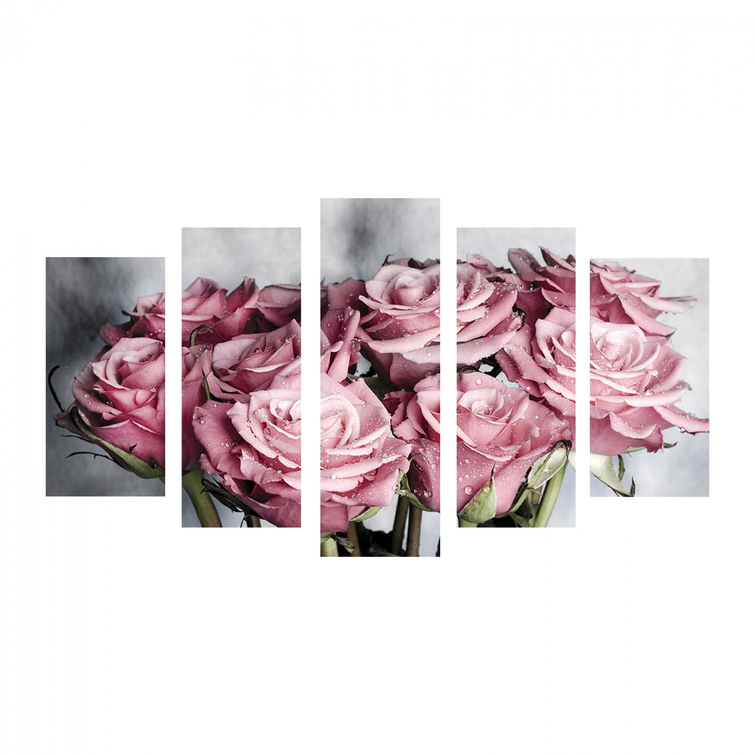 Πίνακας πεντάπτυχος “ENGLISH ROSES” από mdf πολύχρωμος 100×60