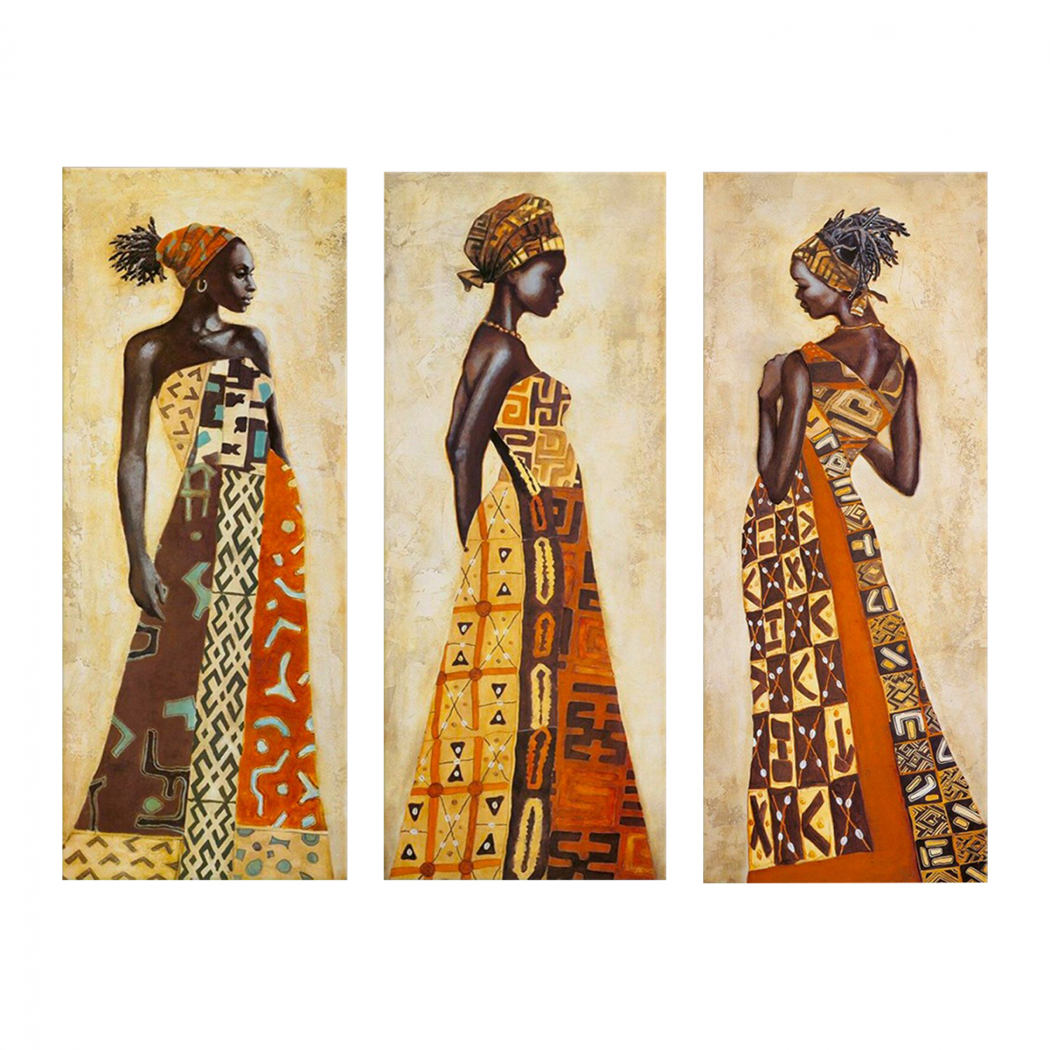 Πίνακας πεντάπτυχος “AFRICAN STYLE WOMEN” από mdf πολύχρωμος 60×50